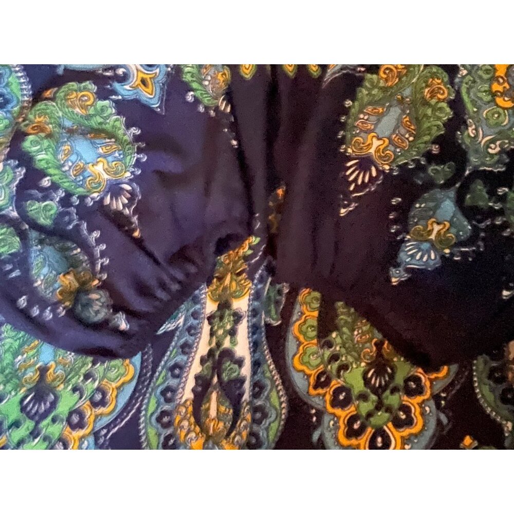 Westbound Womens XL Boho Embroidered V-Neck Pullover Blouse  Navy/Green Sequins - Picture 13 of 15